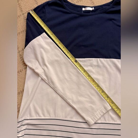 Sherosa Navy and white long sleeved tunic boho with lace detail M - Picture 4 of 11